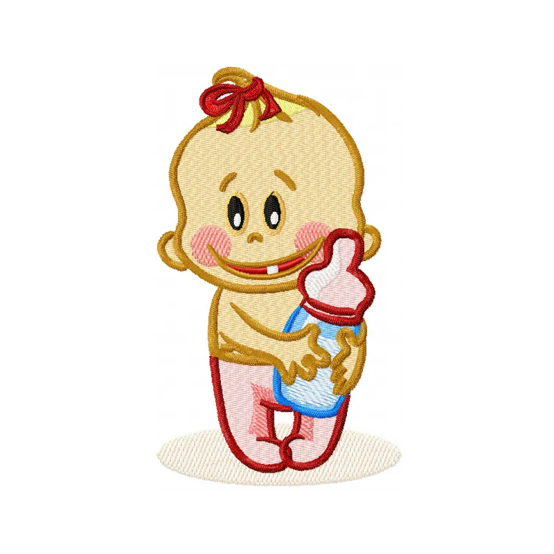 Baby with Bottle Embroidery Design - Instant Download