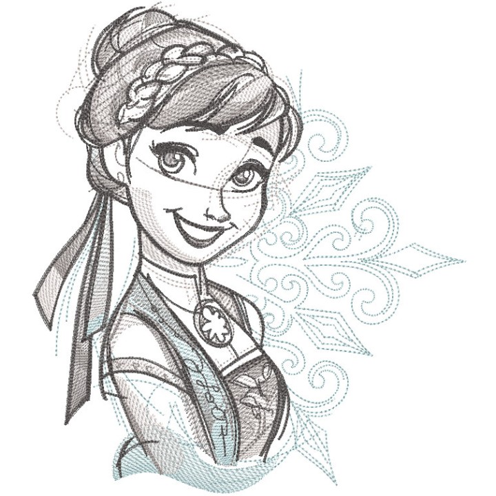 Frozen Anna sketch embroidery design - Embroidery Design