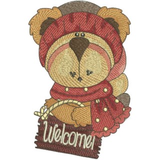 Teddy welcome 2 embroidery design - Embroidery Design