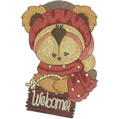 Teddy welcome 2 embroidery design - Embroidery Design