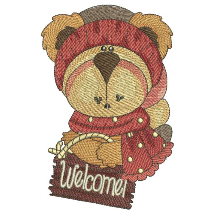 Teddy welcome 2 embroidery design - Embroidery Design