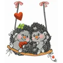 Charming Hedgehogs on Swings Embroidery Design
