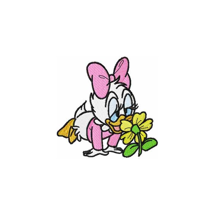 Little Daisy Duck with Flower embroidery design - Embroidery Design