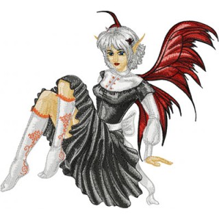 Modern Fairy Gothic embroidery design - Embroidery Design