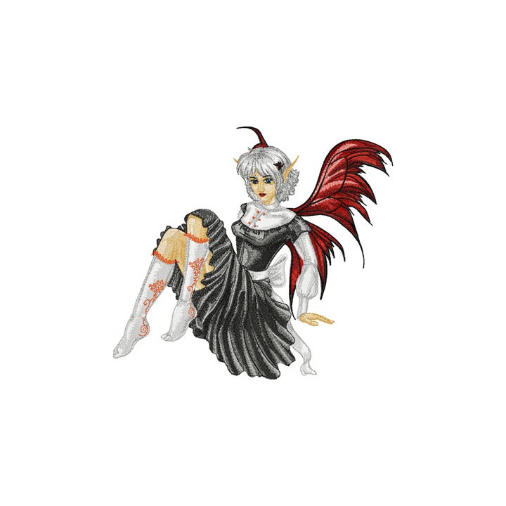 Modern Fairy Gothic embroidery design - Embroidery Design