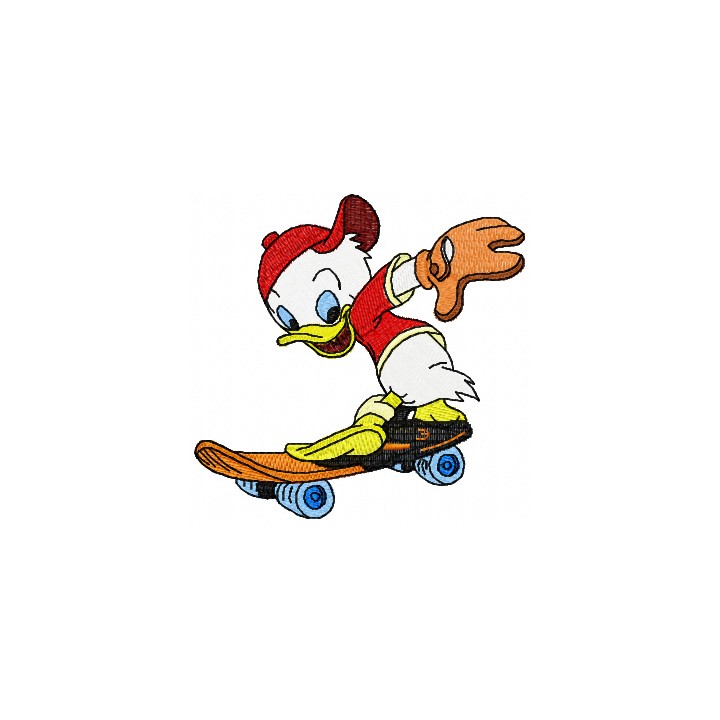 Duck on a Skateboard embroidery design - Embroidery Design