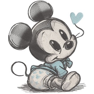 Loving baby mickey vintage style embroidery design - Embroidery Design