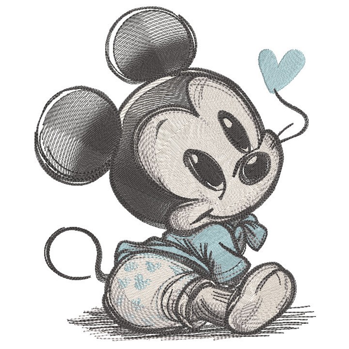 Loving baby mickey vintage style embroidery design - Embroidery Design