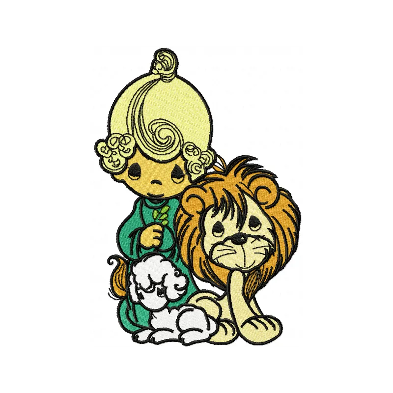Boy with Lamb & Lion Stitching Pattern - Precious Moments