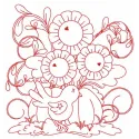 Redwork garden embroidery design - Embroidery Design