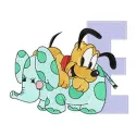 Pluto E Elephant Embroidery - Disney Letter Design