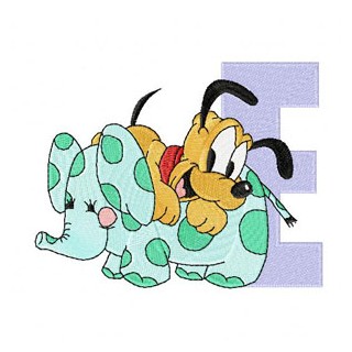 Pluto E Elephant embroidery design - Embroidery Design