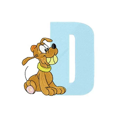 Pluto D Letter Embroidery Design - Disney Character Alpha
