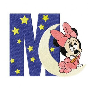 Minnie Mouse M Moon embroidery design - Embroidery Design