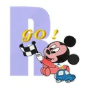 Mickey R Racing Embroidery - Disney Letter Design