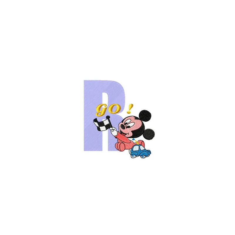 Mickey R Racing Embroidery - Disney Letter Design