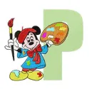 Mickey Mouse P Painter Embroidery Design - Letter P