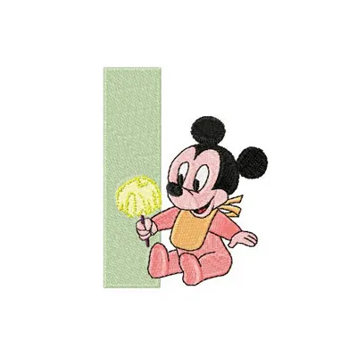 Mickey Mouse Ice Cream Letter I Embroidery Design