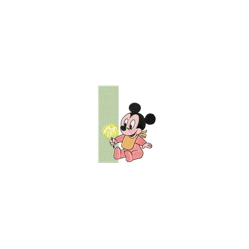 Mickey Mouse Ice Cream Letter I Embroidery Design