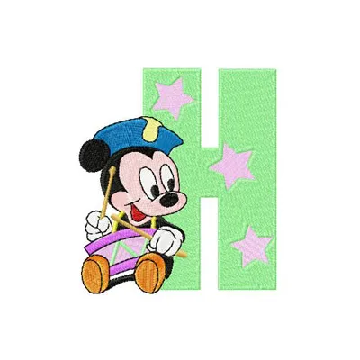 Mickey Mouse Letter H Holiday Embroidery Design