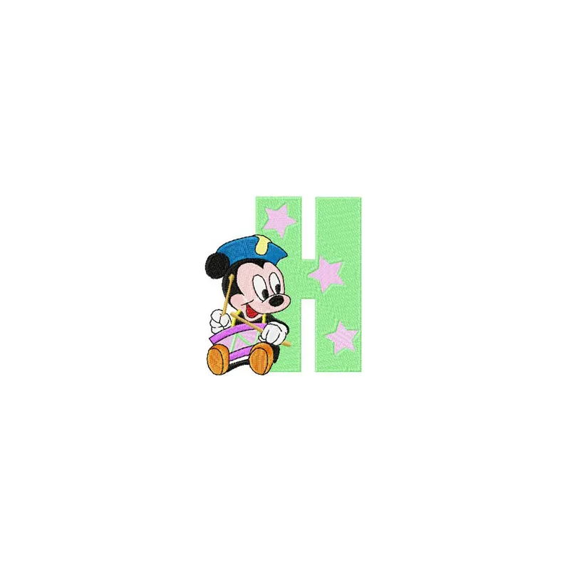 Mickey Mouse Letter H Holiday Embroidery Design