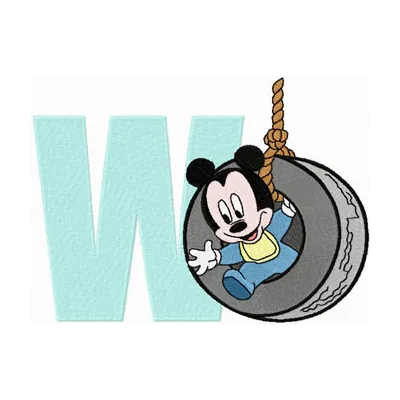 Mickey Mouse Letter W Embroidery Design - Disney Alphabet