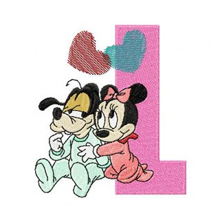 Mickey Mouse and Minnie Mouse L Love embroidery design - Embroidery Design