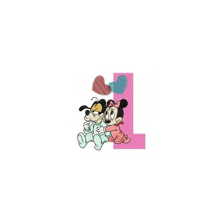 Mickey Mouse and Minnie Mouse L Love embroidery design - Embroidery Design