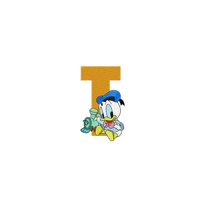 Donald Duck Letter T Train embroidery design - Embroidery Design