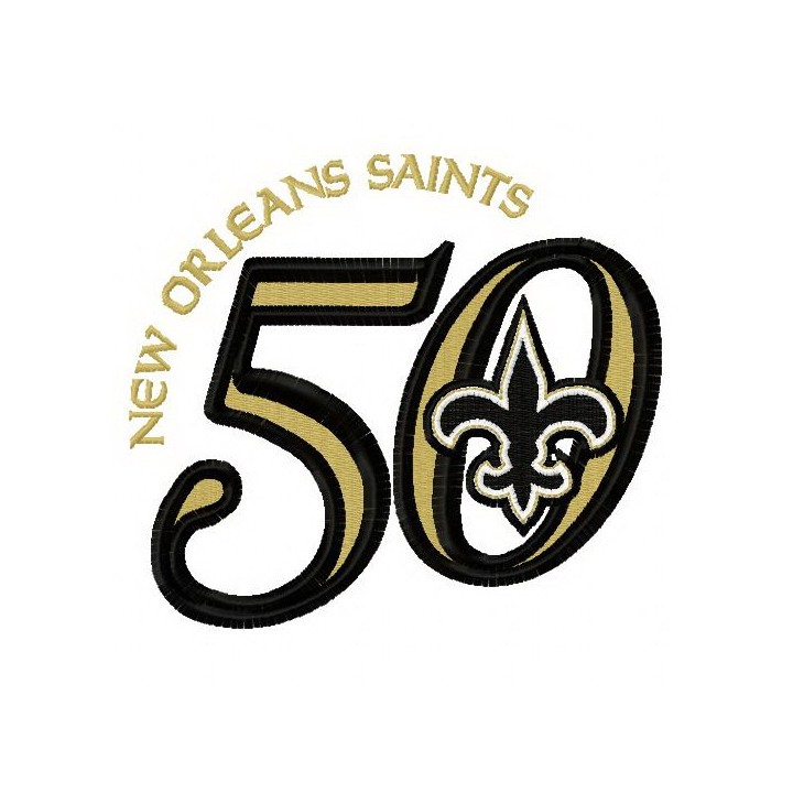 New Orleans Saints 50th anniversary 2 embroidery design - Embroidery Design