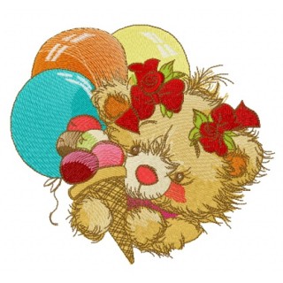 Teddy bear with balloons embroidery design - Embroidery Design