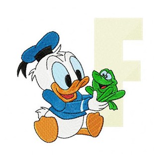 Donald Duck Letter F Frog embroidery design - Embroidery Design