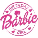 Colorful Barbie birthday girl embroidery design featuring a cheerful Barbie celebrating her special day.