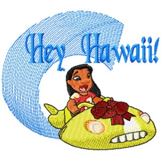 Lilo Hey Hawaii embroidery design - Embroidery Design