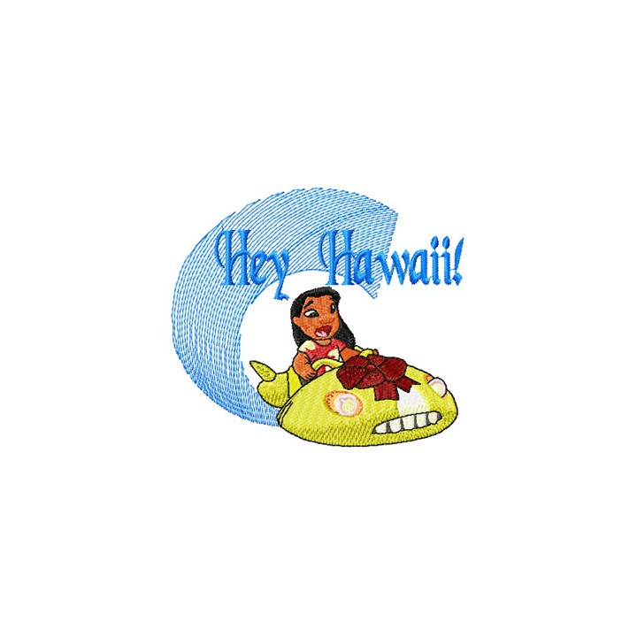 Lilo Hey Hawaii embroidery design - Embroidery Design
