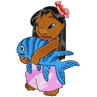 Lilo with Fish embroidery design - Embroidery Design