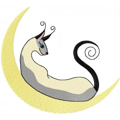 Whimsical Moon Cat Stitching Pattern for Crafters