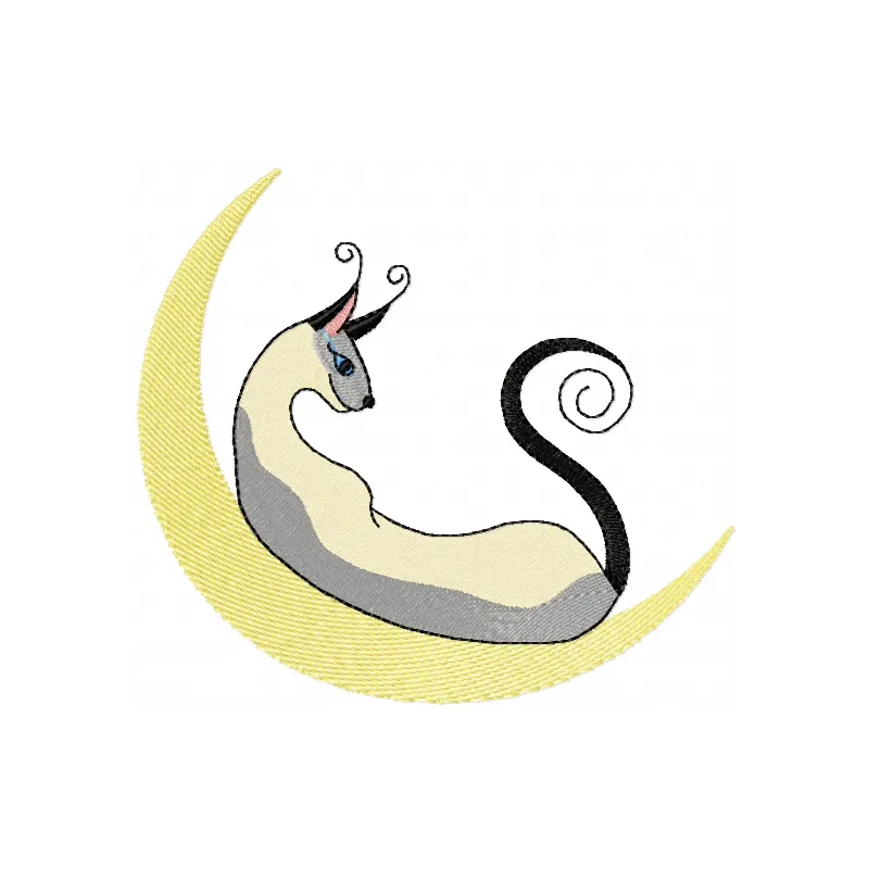 Whimsical Moon Cat Stitching Pattern for Crafters