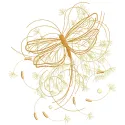 Dragonfly in dandelion flowers embroidery design showcasing intricate stitching and vibrant colors.