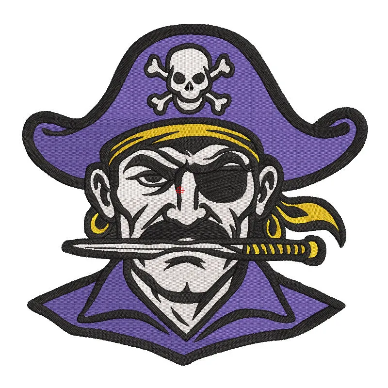 Embroidered Two Rivers Public Schools logo design on fabric, showcasing school spirit and athletic pride.