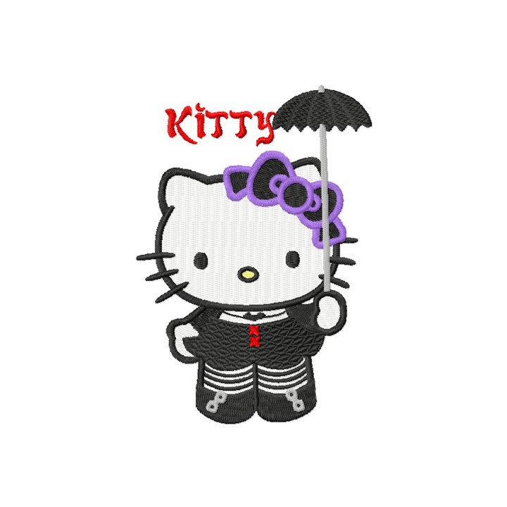 Hello Kitty Gothic embroidery design - Embroidery Design