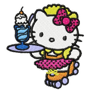 Hello Kitty Waitress embroidery design - Embroidery Design