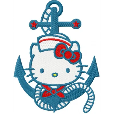 Nautical Hello Kitty Stitching Pattern | Two Sizes
