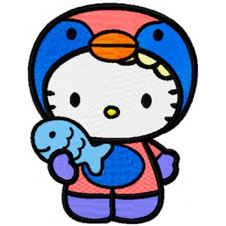 Hello Kitty Winter Fishing embroidery design - Embroidery Design