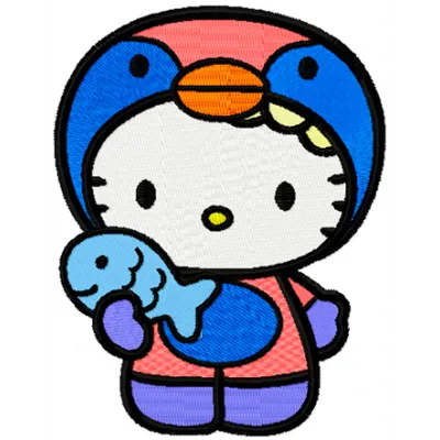 Hello Kitty Winter Fishing Stitching Pattern
