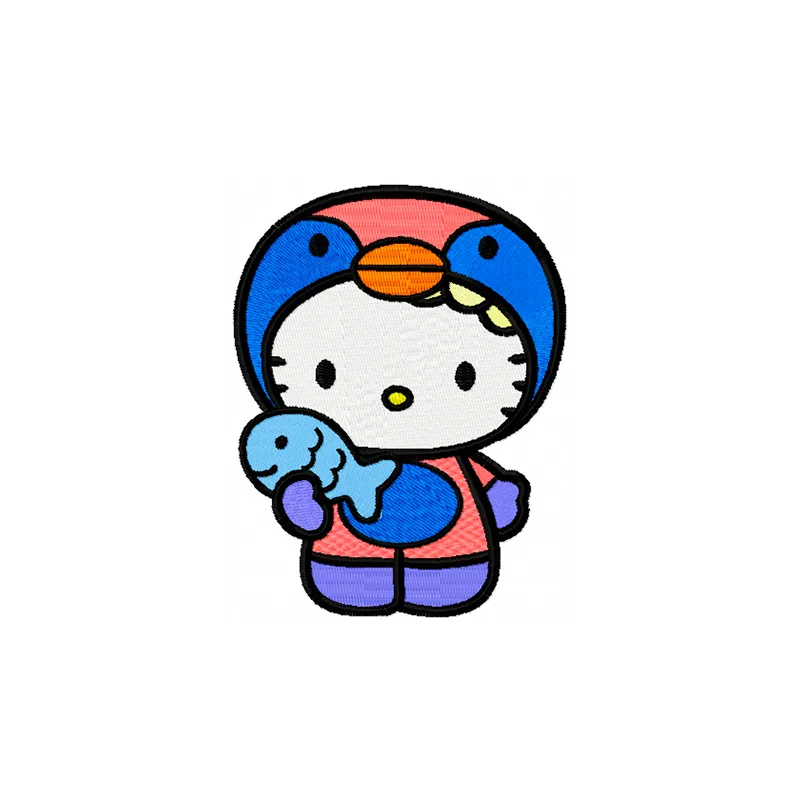 Hello Kitty Winter Fishing Stitching Pattern