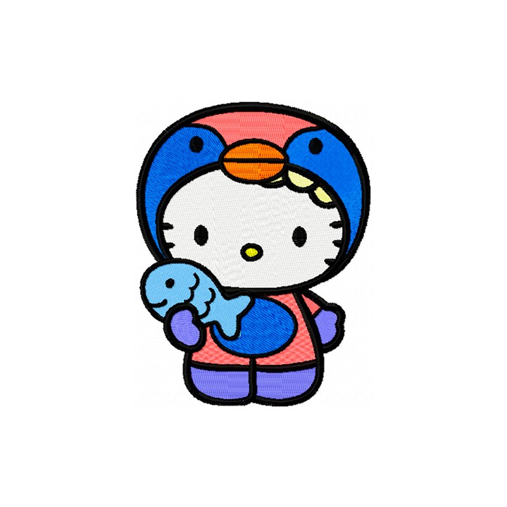 Hello Kitty Winter Fishing embroidery design - Embroidery Design