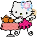 Hello Kitty Tea Party Stitching Pattern for Crafters