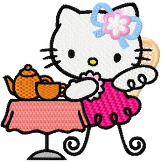Hello Kitty Tea Party embroidery design - Embroidery Design