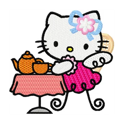 Hello Kitty Tea Party Stitching Pattern for Crafters
